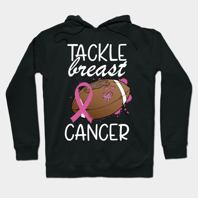 Tackle Cancer Breast Cancer Awareness Ribbon Football Hoodie by chidadesign